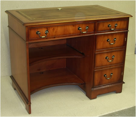 Single Pedestal Computer Desk with Leather Top